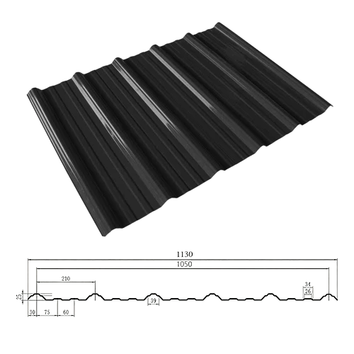 Folha de telhado de PVC trapezoidal preto