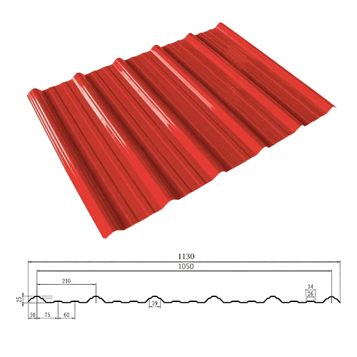 Folha de telhado de PVC trap&eacute;zio vermelho
