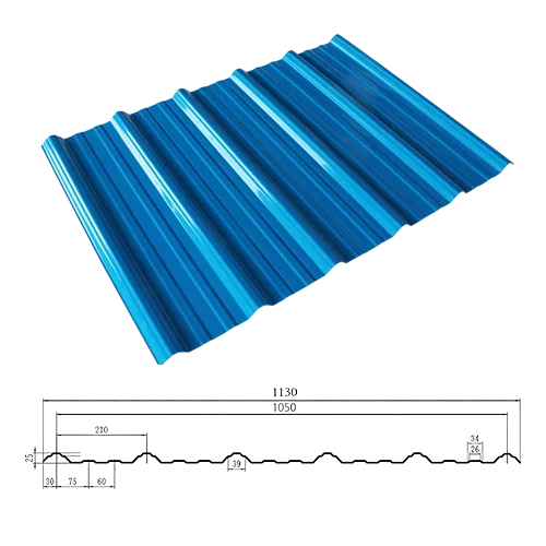 Folha de telhado de PVC trapezoidal Blue Gem