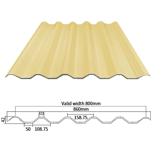 Telha sint&eacute;tica de PVC oco amarelo