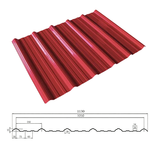 Folha de telhado de PVC trapezoidal vermelho marrom