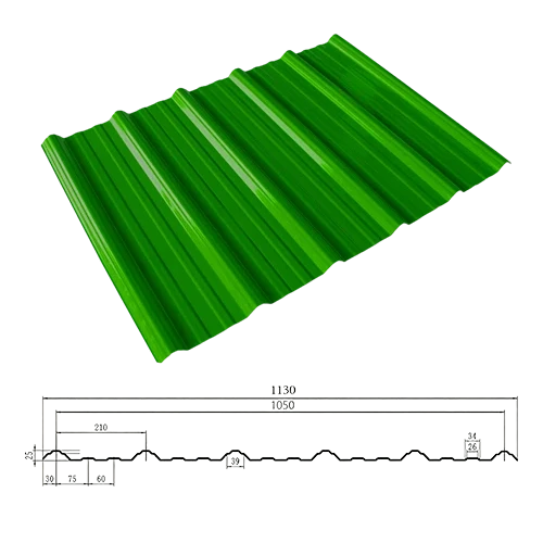 Folha de telhado de PVC trapezoidal verde